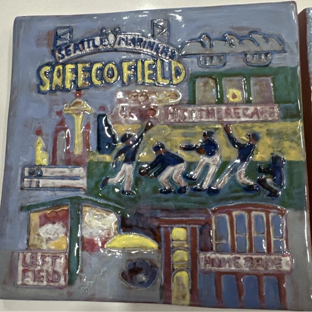 Seattle Lee Whitley Clay Tile Trivets/Wall Art Mariners Safeco Field  Starbucks